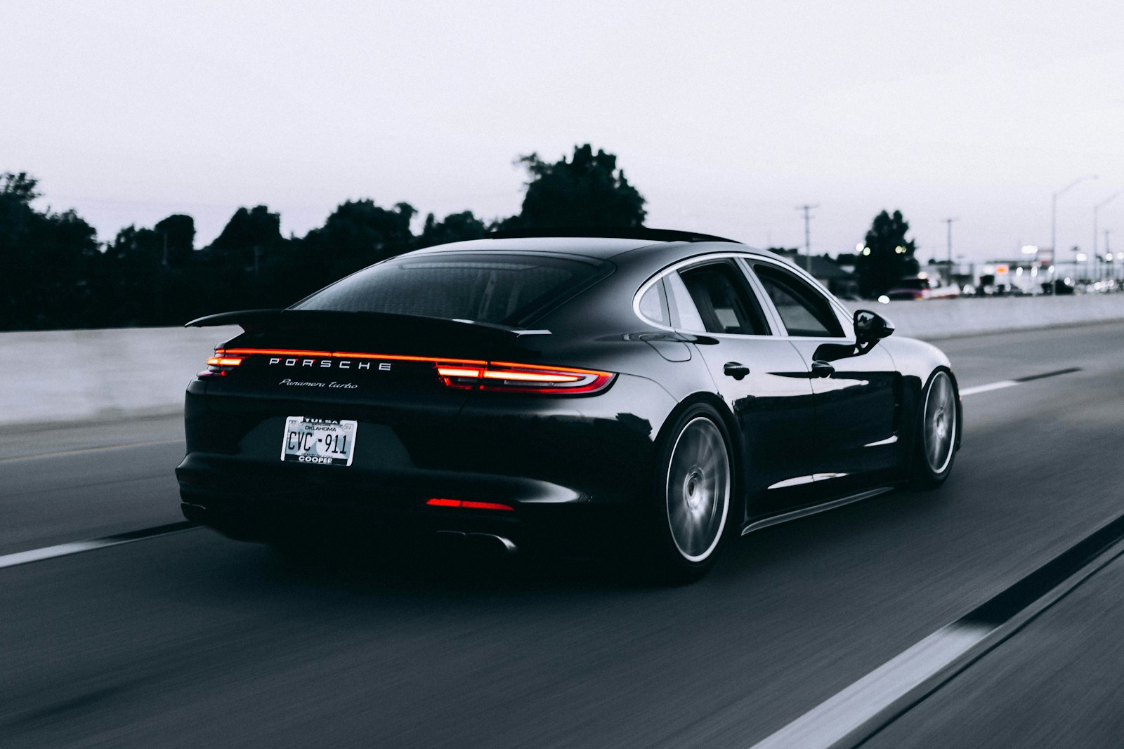 Performance car on open road in Mersham